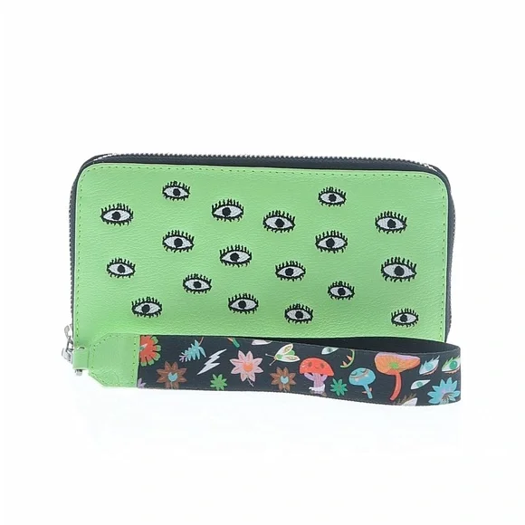 Min & Mon Francis green leather wallet with all over eyes embroidery - Picture 2 of 6